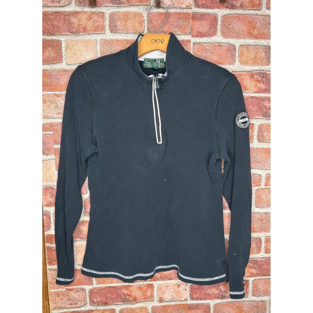 Lauren Ralph Lauren Active‎ Womens Large Black Waffle Knit Quarter Zip Pullover